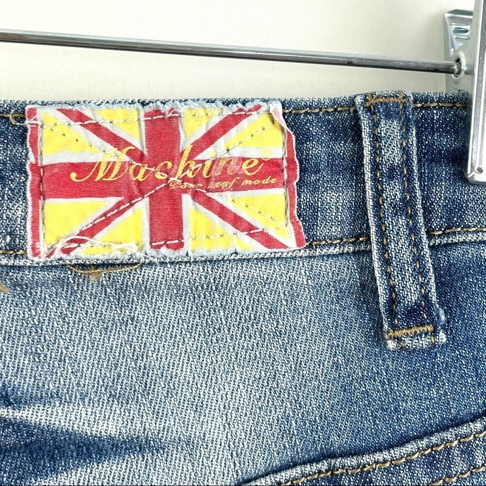 Machine Denim Medium Blue Distressed High Waist Shorts Sz S - Picture 6 of 6